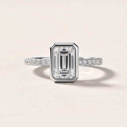 Cora Bezel Pavé Emerald Diamond Engagement Ring in Platinum [studio-metal-20261024]