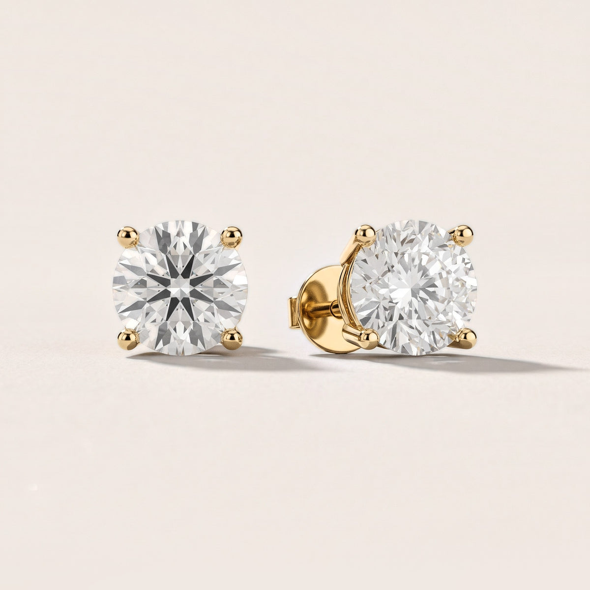 Four Prong Round Diamond Stud Earrings in Yellow Gold [studio-metal-20261024]