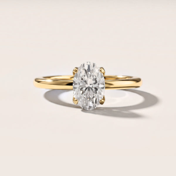 Flora Guardian Solitaire Oval Diamond Engagement Ring in Yellow Gold