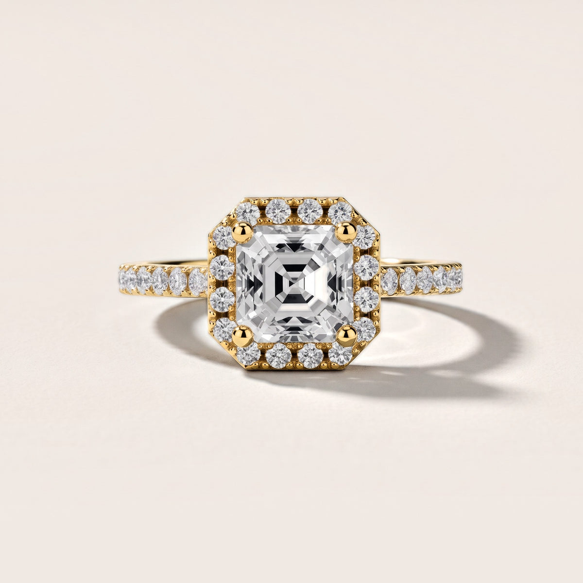 Sophie Halo Pavé Asscher Diamond Engagement Ring in Yellow Gold [studio-metal-20261024]