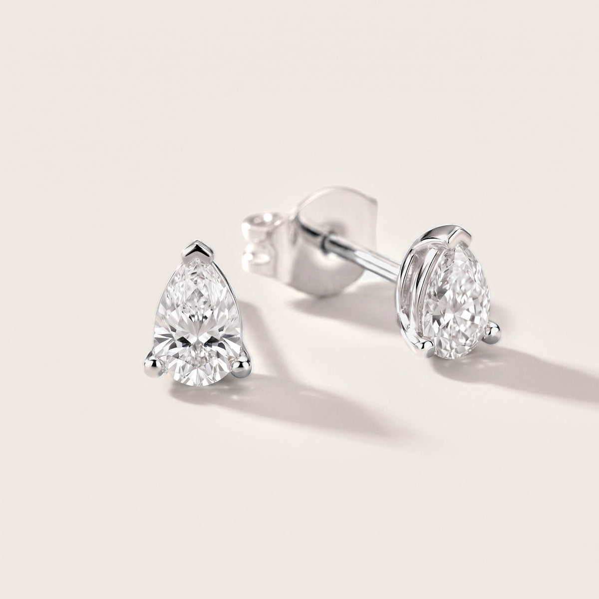 Grace Three-Prong Pear Diamond Earrings in Silver [studio-metal-20261024]