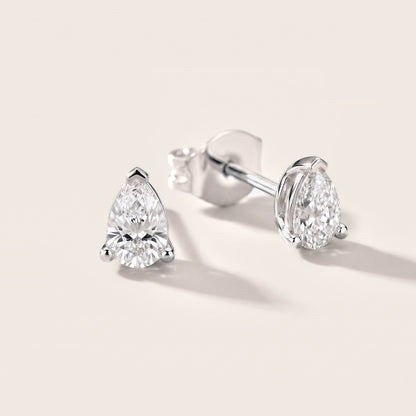 Grace Three-Prong Pear Diamond Earrings in Silver [studio-metal-20261024]