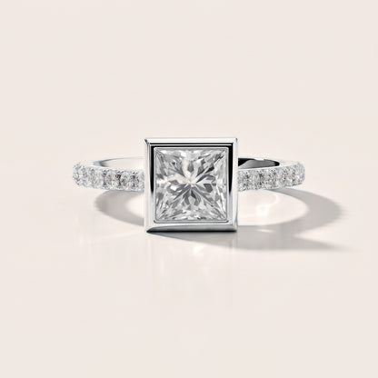 Cora Bezel Pavé Princess Diamond Engagement Ring in Platinum [studio-metal-20261024]