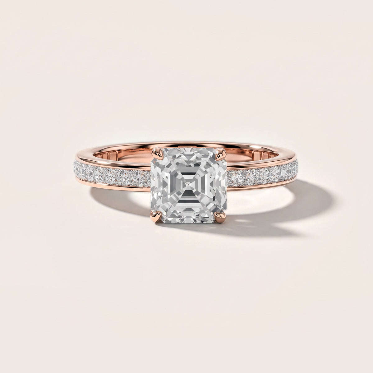 Brielle Channel Set Solitaire Asscher Diamond Engagement Ring in Rose Gold [studio-metal-20261024]