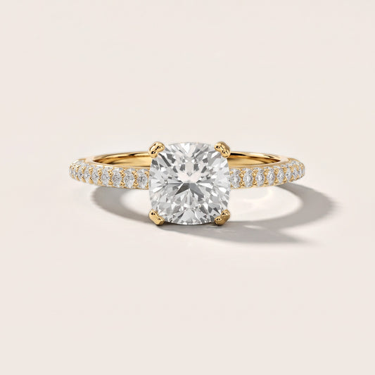 Celeste Hidden Halo Pavé Cushion Diamond Engagement Ring in Yellow Gold [studio-metal-20261024]