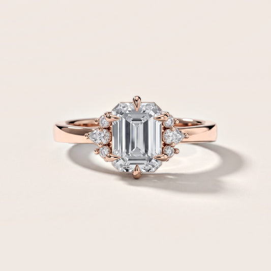 Josie Sidestone Emerald Diamond Engagement Ring in Rose Gold [studio-metal-20261024]