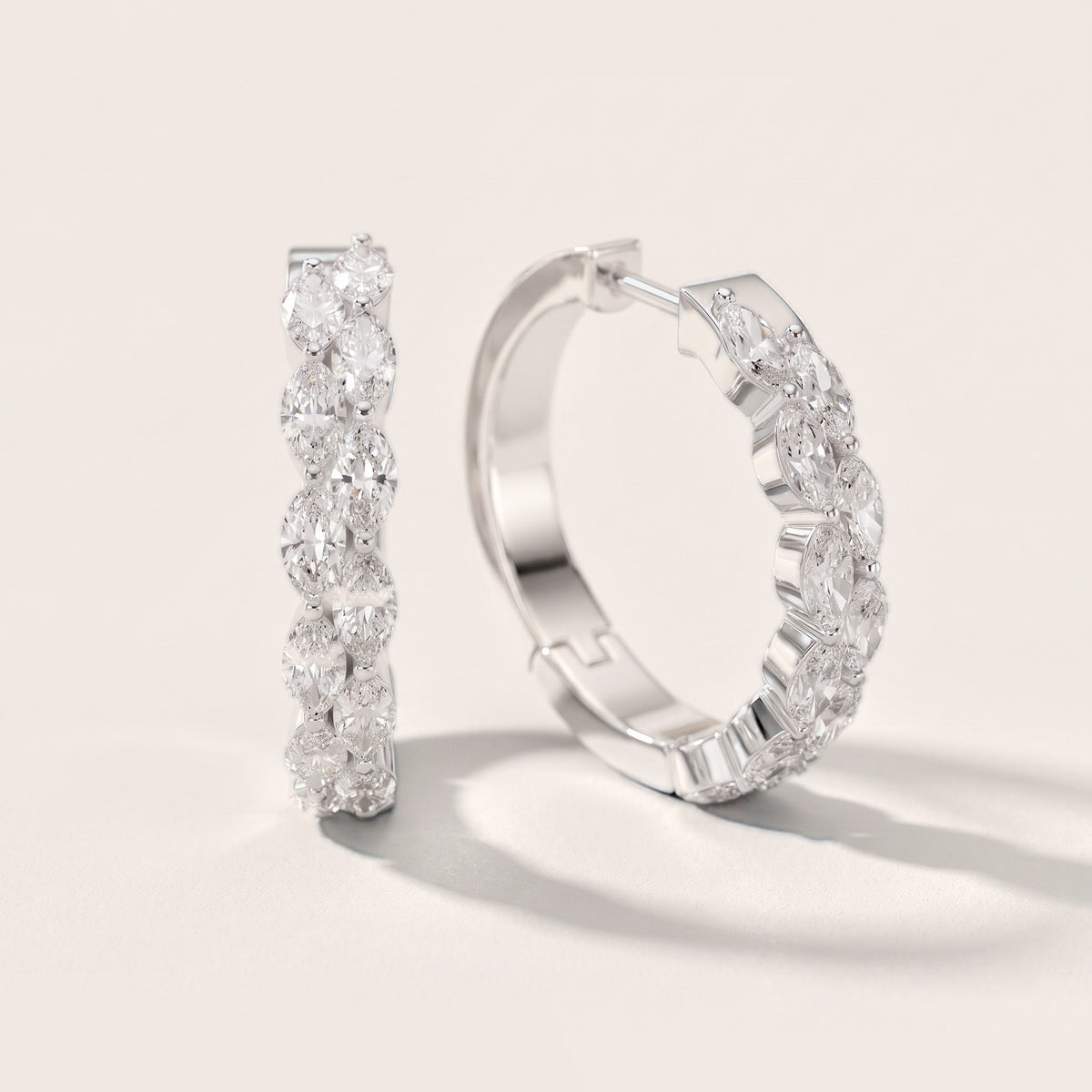 Enchanted Flora Marquise Diamond Hoop Earrings in Platinum [studio-metal-20261024]