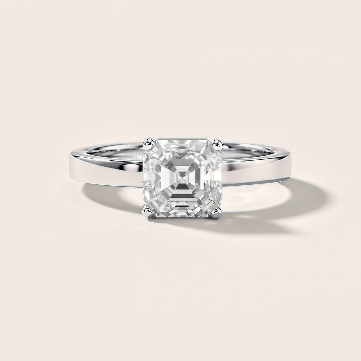 Delia Solitaire Asscher Diamond Engagement Ring in White Gold [studio-metal-20261024]