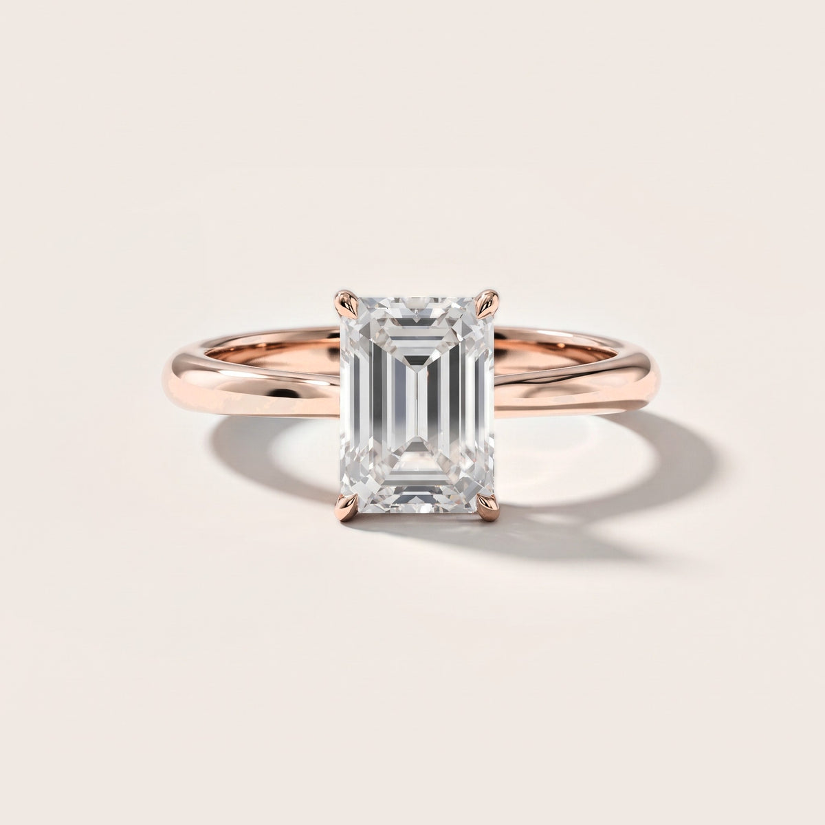 Evie Solitaire Six-Prong Emerald Diamond Engagement Ring in Rose Gold [studio-metal-20261024]