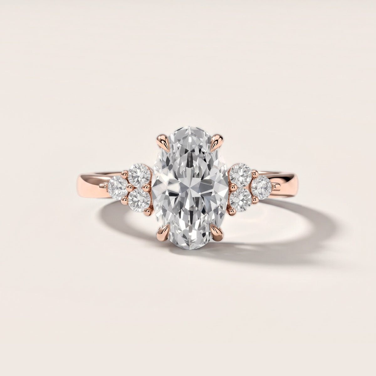 Anya Sidestone Cluster Oval Diamond Engagement Ring in Rose Gold [studio-metal-20261024]
