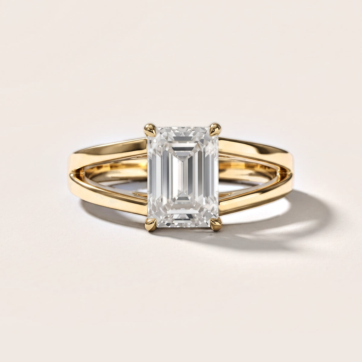 Giselle Solitaire Split Shank Emerald Diamond Engagement Ring in Yellow Gold [studio-metal-20261024]