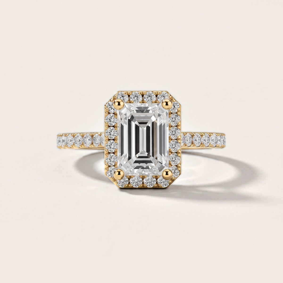 Sophie Halo Pavé Emerald Diamond Engagement Ring in Yellow Gold [studio-metal-20261024]