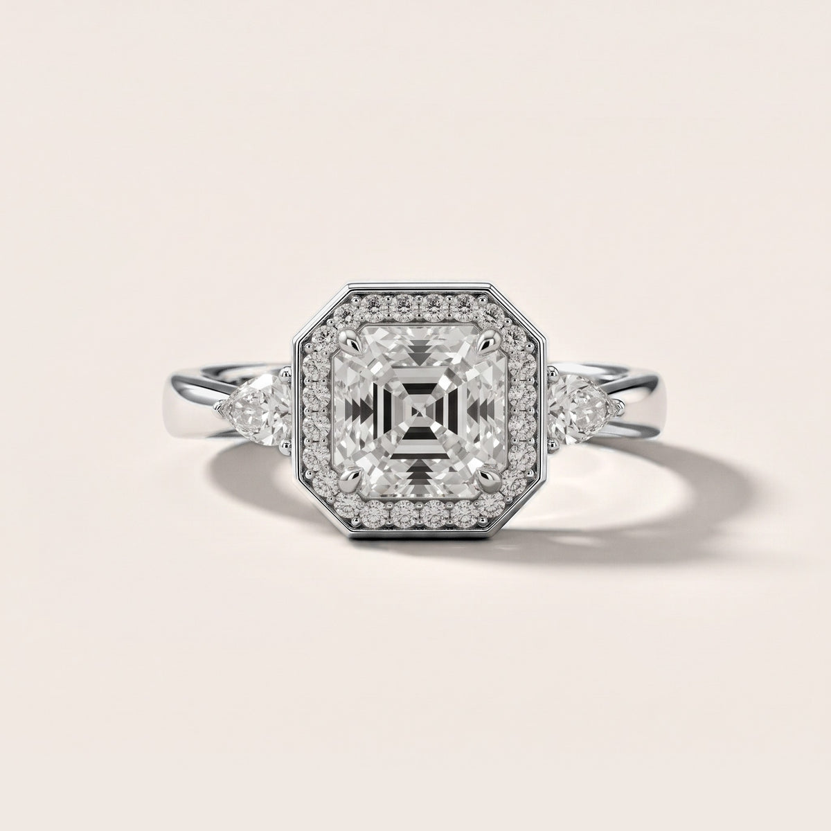 Eliza Halo Sidestone Asscher Diamond Engagement Ring in Platinum [studio-metal-20261024]