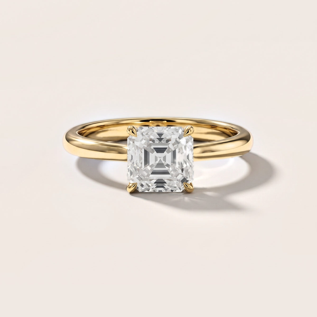 Evie Solitaire Six-Prong Asscher Diamond Engagement Ring in Yellow Gold [studio-metal-20261024]