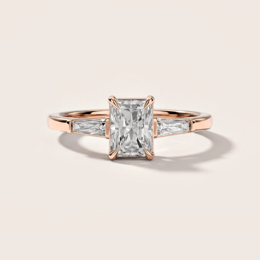 Winnie Three-Stone Radiant Diamond Engagement Ring in Rose Gold [studio-metal-20261024]