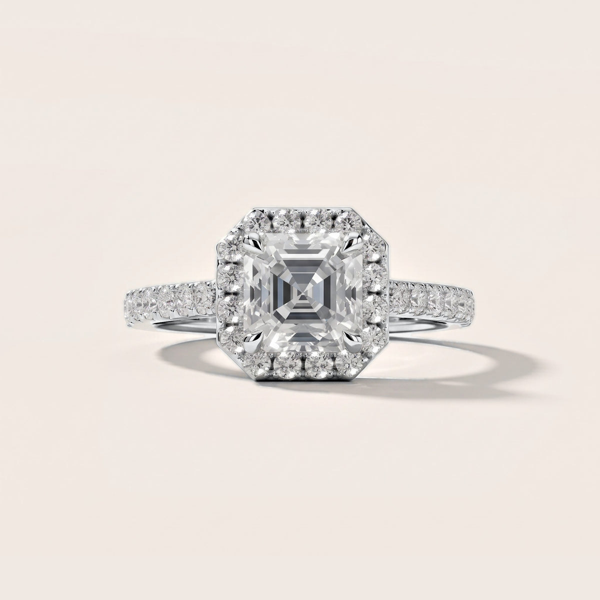Amara Halo Claw Prong Asscher Diamond Engagement Ring in White Gold [studio-metal-20261024]