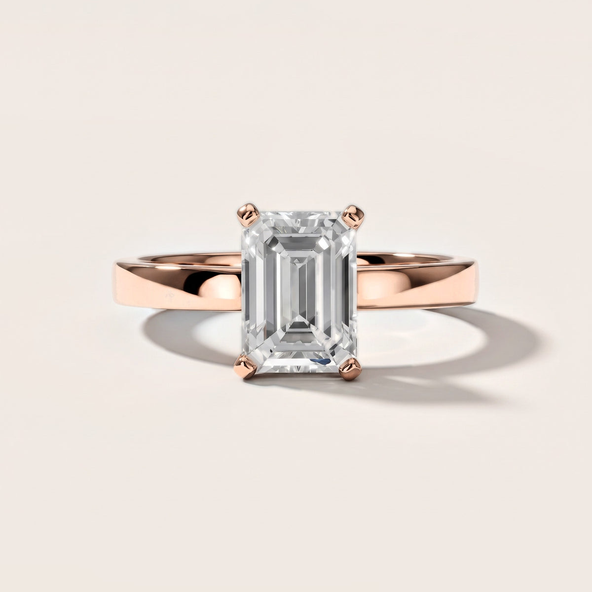 Delia Solitaire Emerald Diamond Engagement Ring in Rose Gold [studio-metal-20261024]