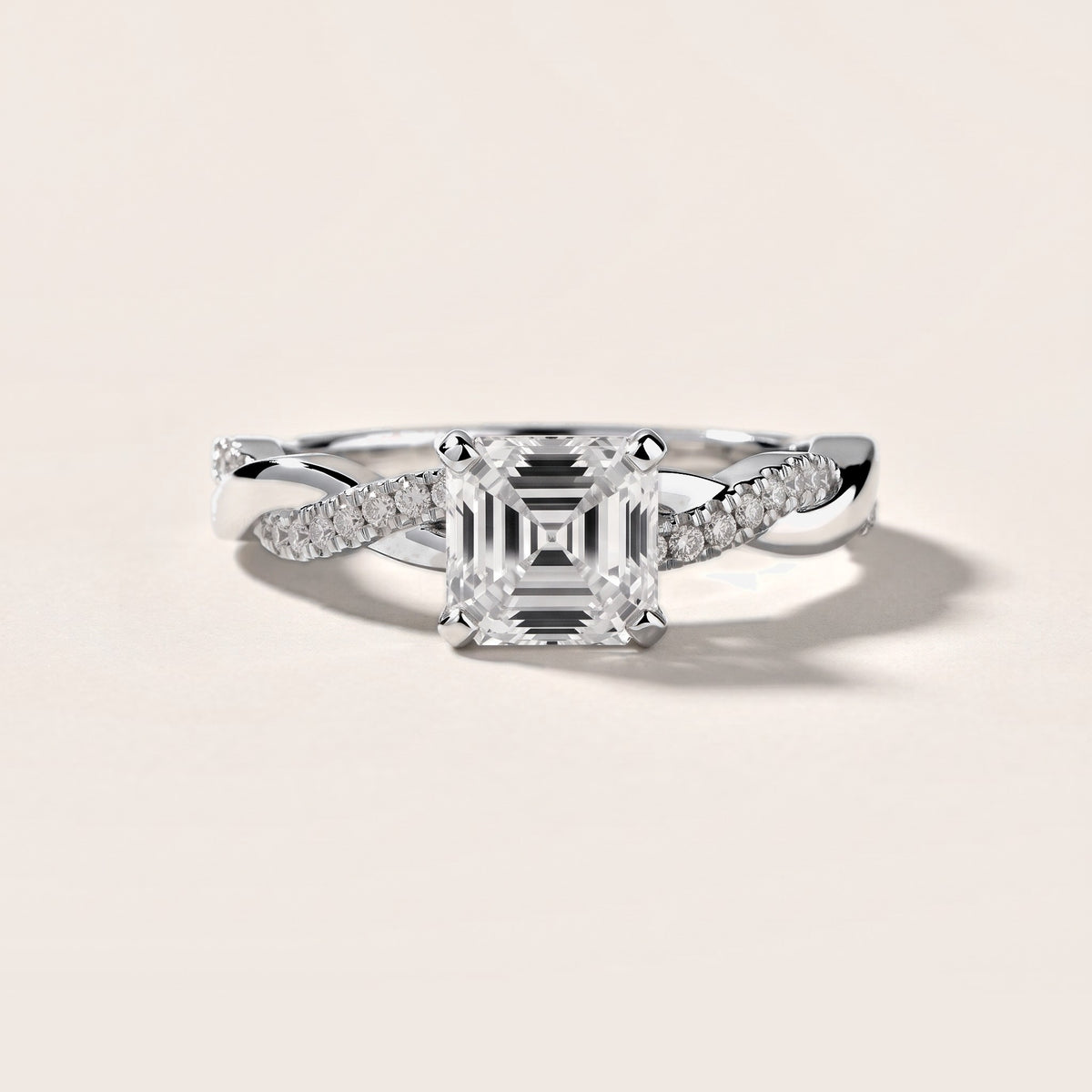 Twisted Side Stone Asscher Diamond Engagement Ring in Platinum [studio-metal-20261024]