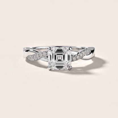 Twisted Side Stone Asscher Diamond Engagement Ring in Platinum [studio-metal-20261024]