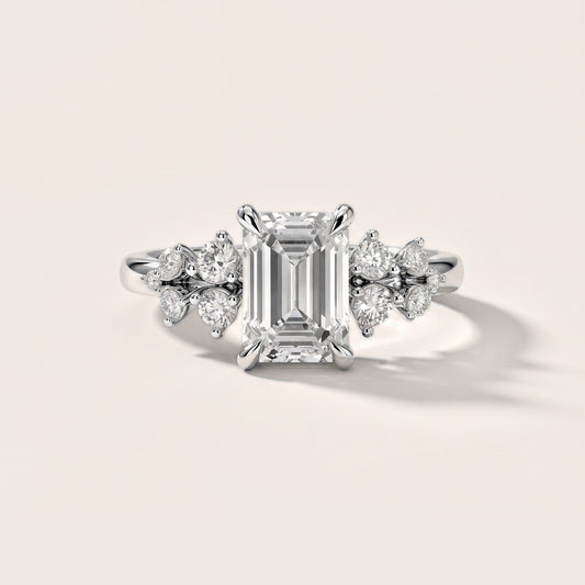Mirabelle Cluster Emerald Diamond Engagement Ring in White Gold [studio-metal-20261024]