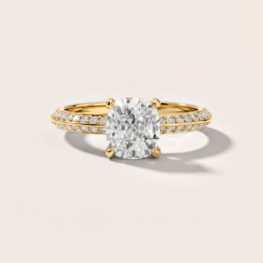 Meredith Knife Edge Pavé Cushion Diamond Engagement Ring in Yellow Gold [studio-metal-20261024]
