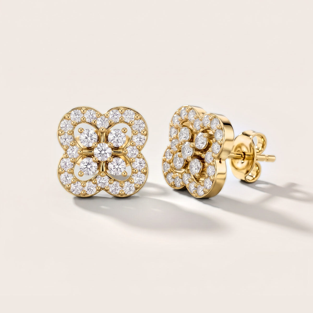 Fleur Tapestry Round Diamond Earrings in Yellow Gold [studio-metal-20261024]