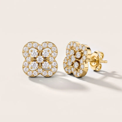 Fleur Tapestry Round Diamond Earrings in Yellow Gold [studio-metal-20261024]