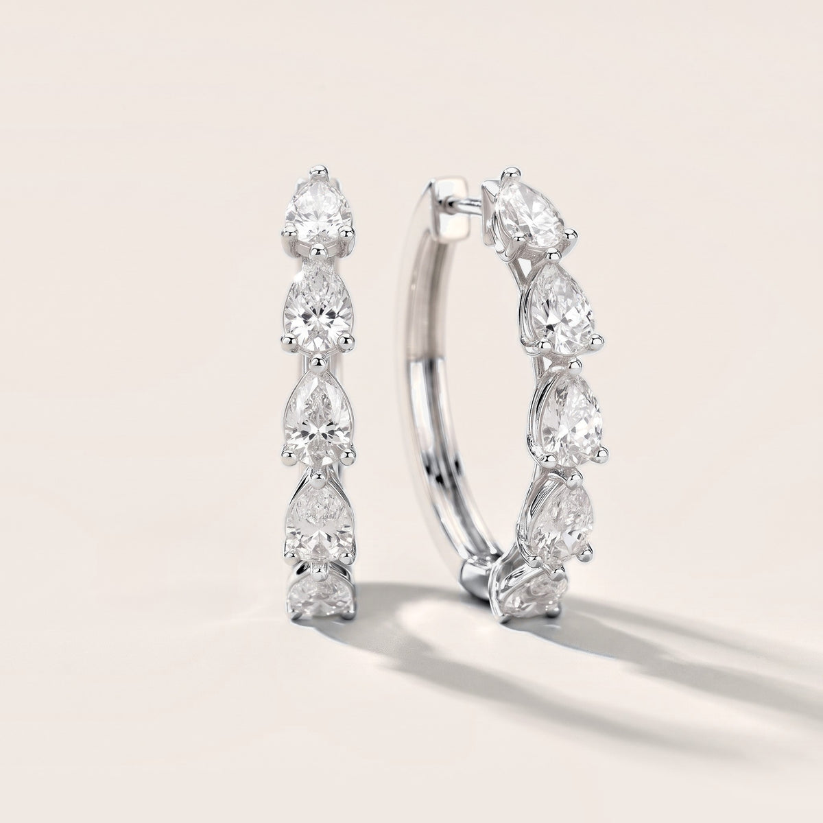 Pear Diamond Hoop Earrings in Platinum [studio-metal-20261024]