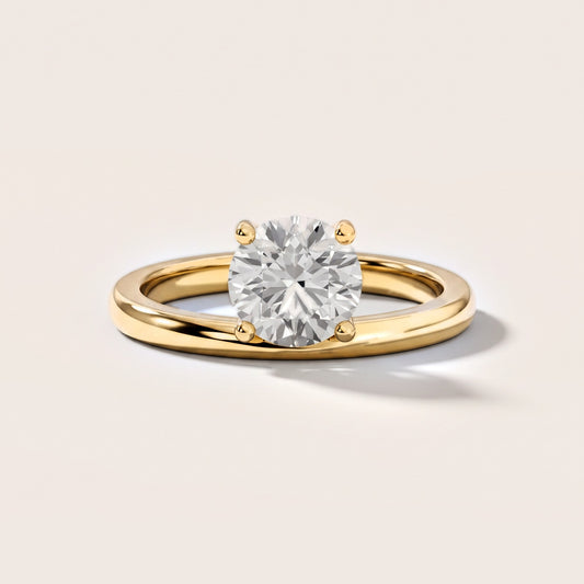 Maisie Four Prong Solitaire Round Diamond Engagement Ring in Yellow Gold [studio-metal-20261024]