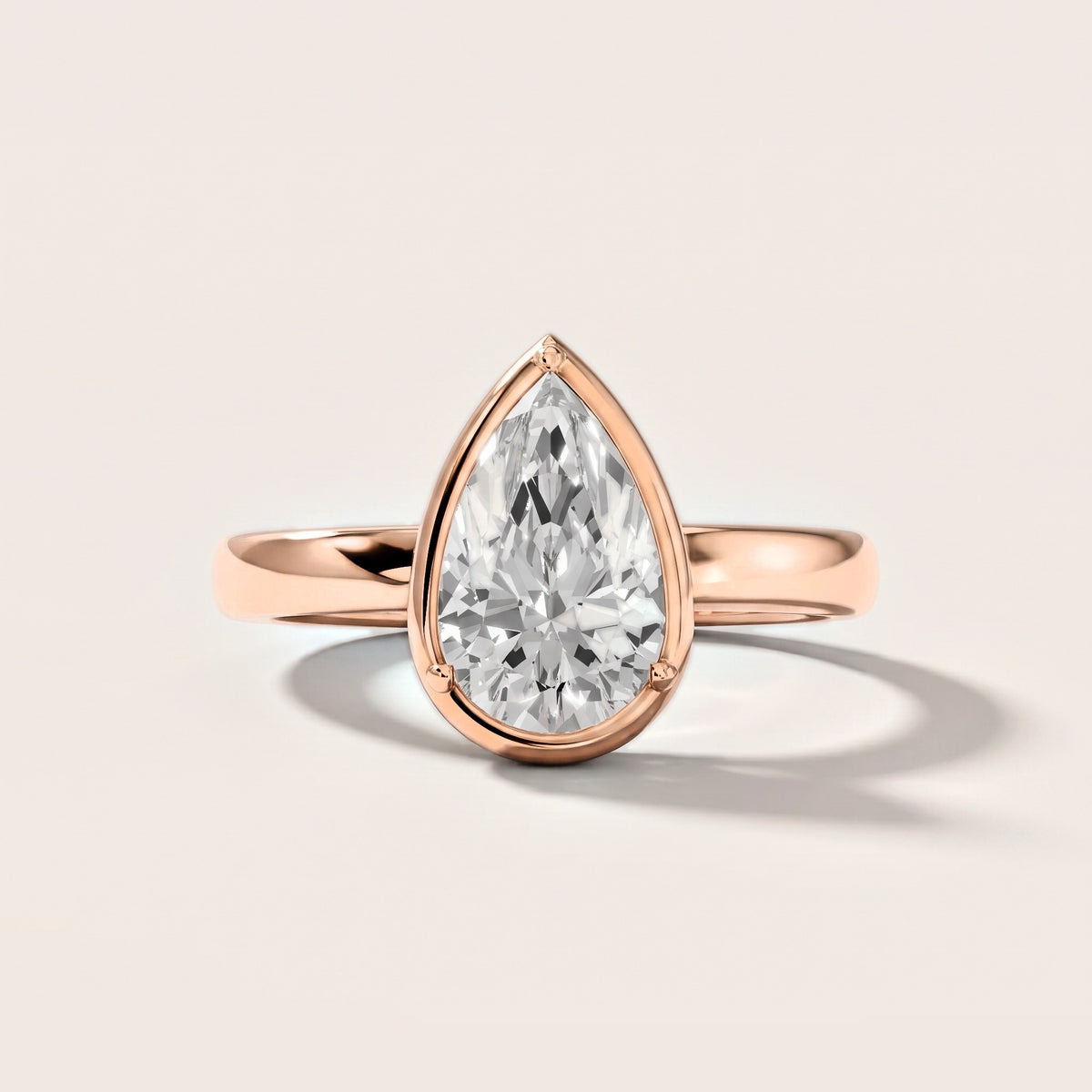 Alina Bezel Solitaire Pear Diamond Engagement Ring in Rose Gold [studio-metal-20261024]