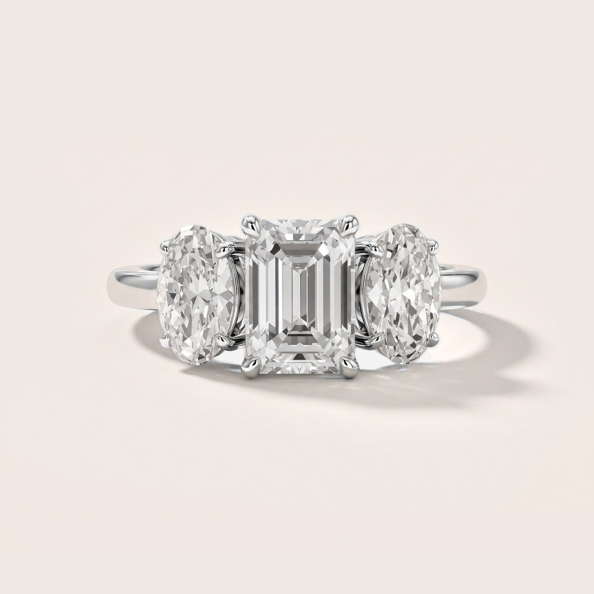 Lila Three-Stone Emerald Diamond Engagement Ring in Silver [studio-metal-20261024]