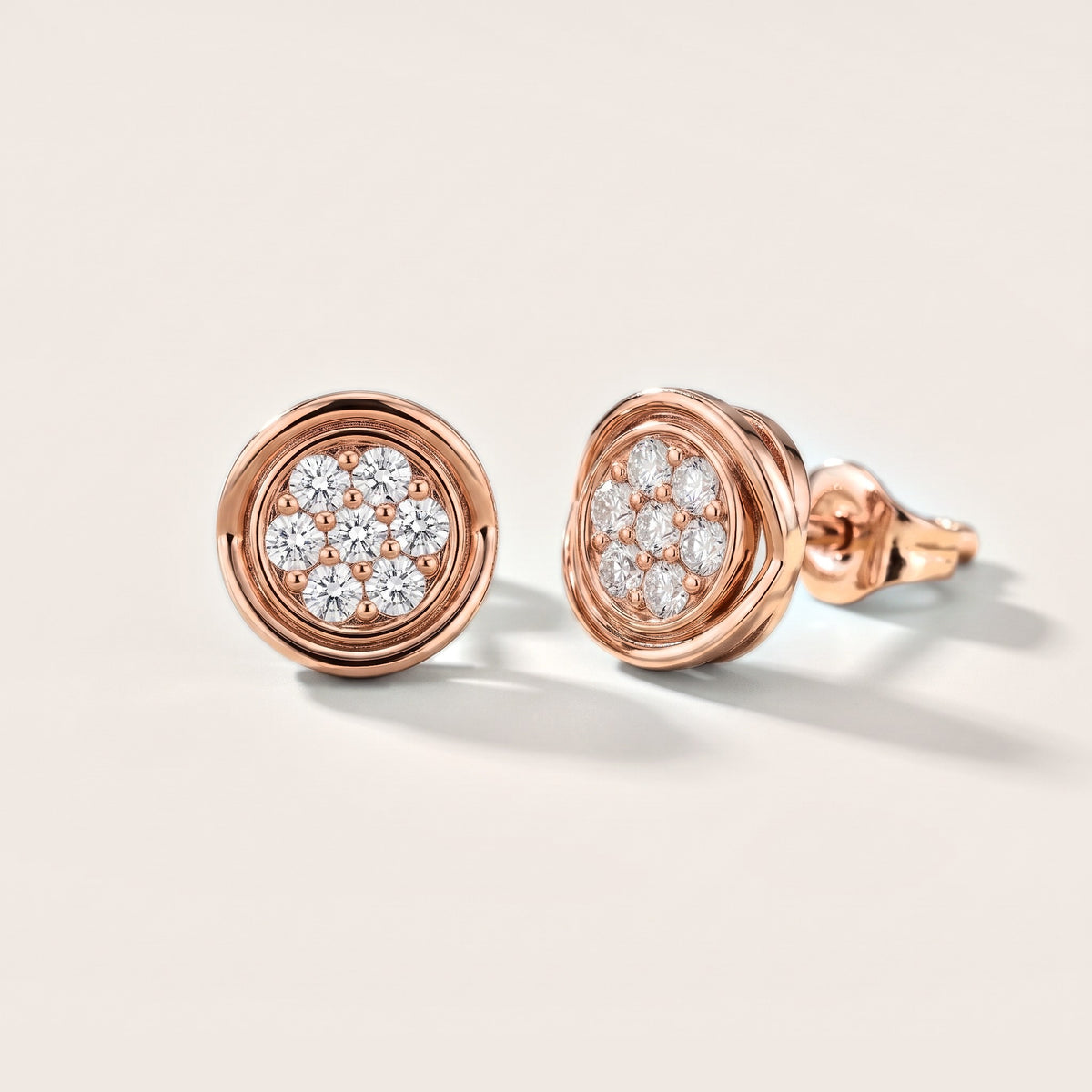 Halo Cluster Round Diamond Earrings in Rose Gold [studio-metal-20261024]