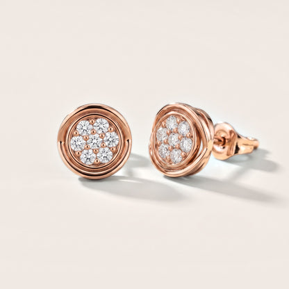 Halo Cluster Round Diamond Earrings in Rose Gold [studio-metal-20261024]