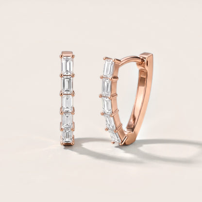 Essential Prism Emerald Diamond Hoop Earrings in Rose Gold [studio-metal-20261024]