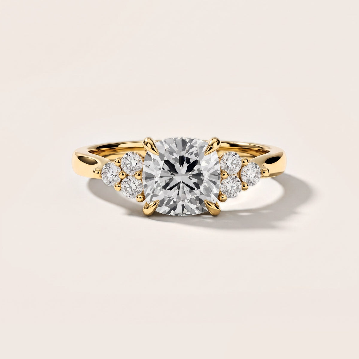 Anya Sidestone Cluster Cushion Diamond Engagement Ring in Yellow Gold [studio-metal-20261024]