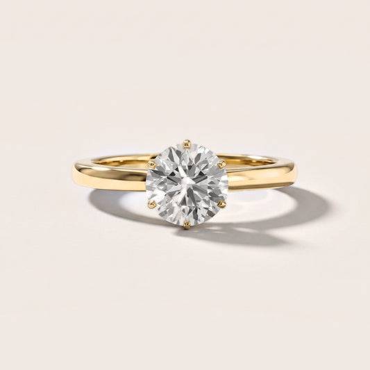 Serena Blossom Solitaire Round Diamond Engagement Ring in Yellow Gold [studio-metal-20261024]