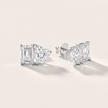 The Valence Emerald & Heart Diamond Earrings in White Gold [studio-metal-20261024]