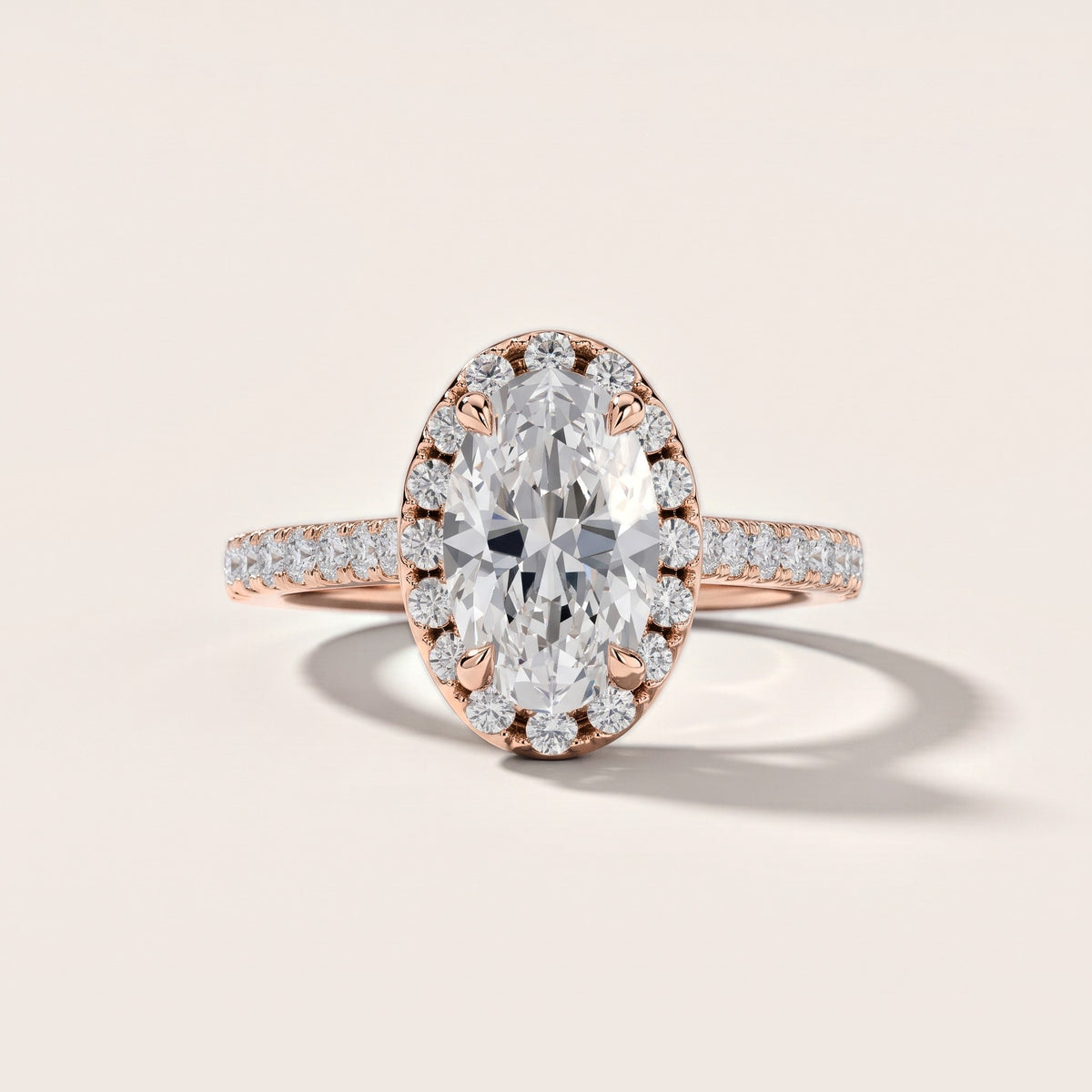 Amara Halo Claw Prong Oval Diamond Engagement Ring in Rose Gold [studio-metal-20261024]