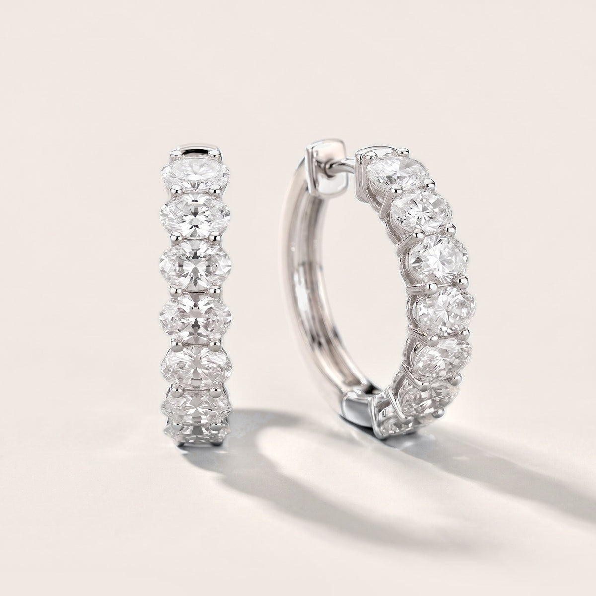 Oval Diamond Hoop Earrings in Platinum [studio-metal-20261024]