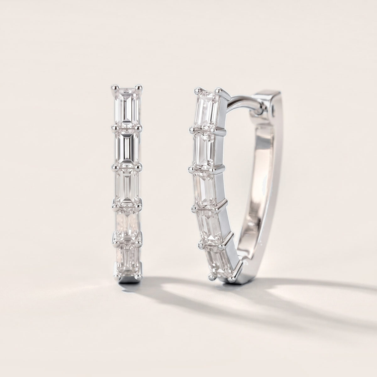 Essential Prism Emerald Diamond Hoop Earrings in Platinum [studio-metal-20261024]