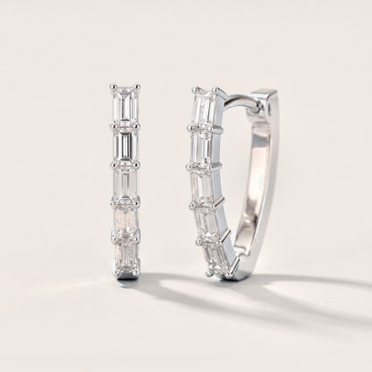 Essential Prism Emerald Diamond Hoop Earrings in Platinum [studio-metal-20261024]