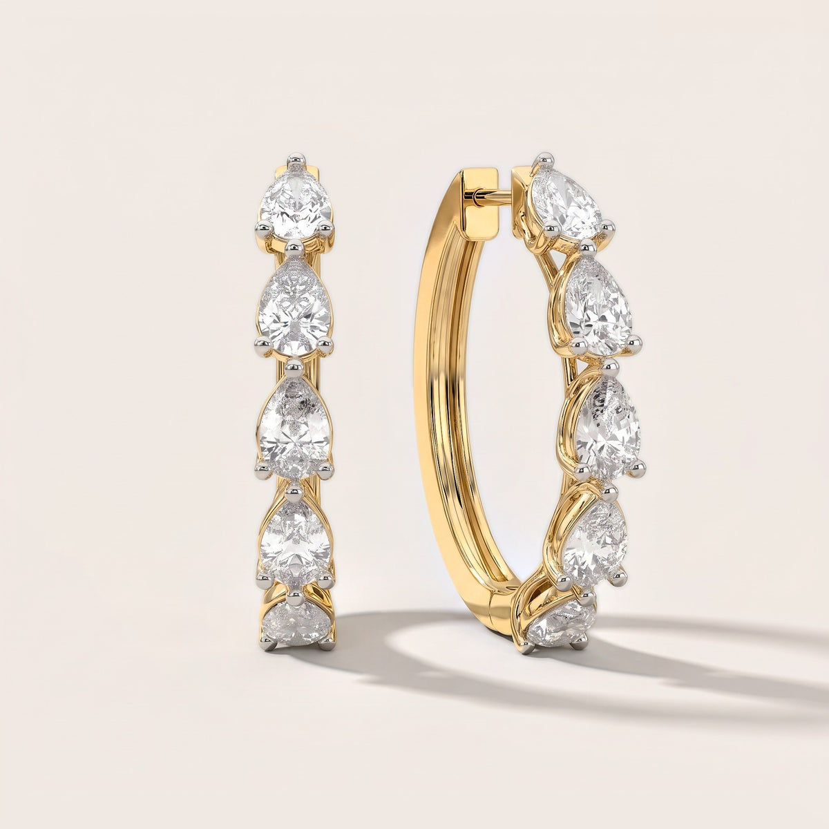 Pear Diamond Hoop Earrings in Yellow Gold [studio-metal-20261024]