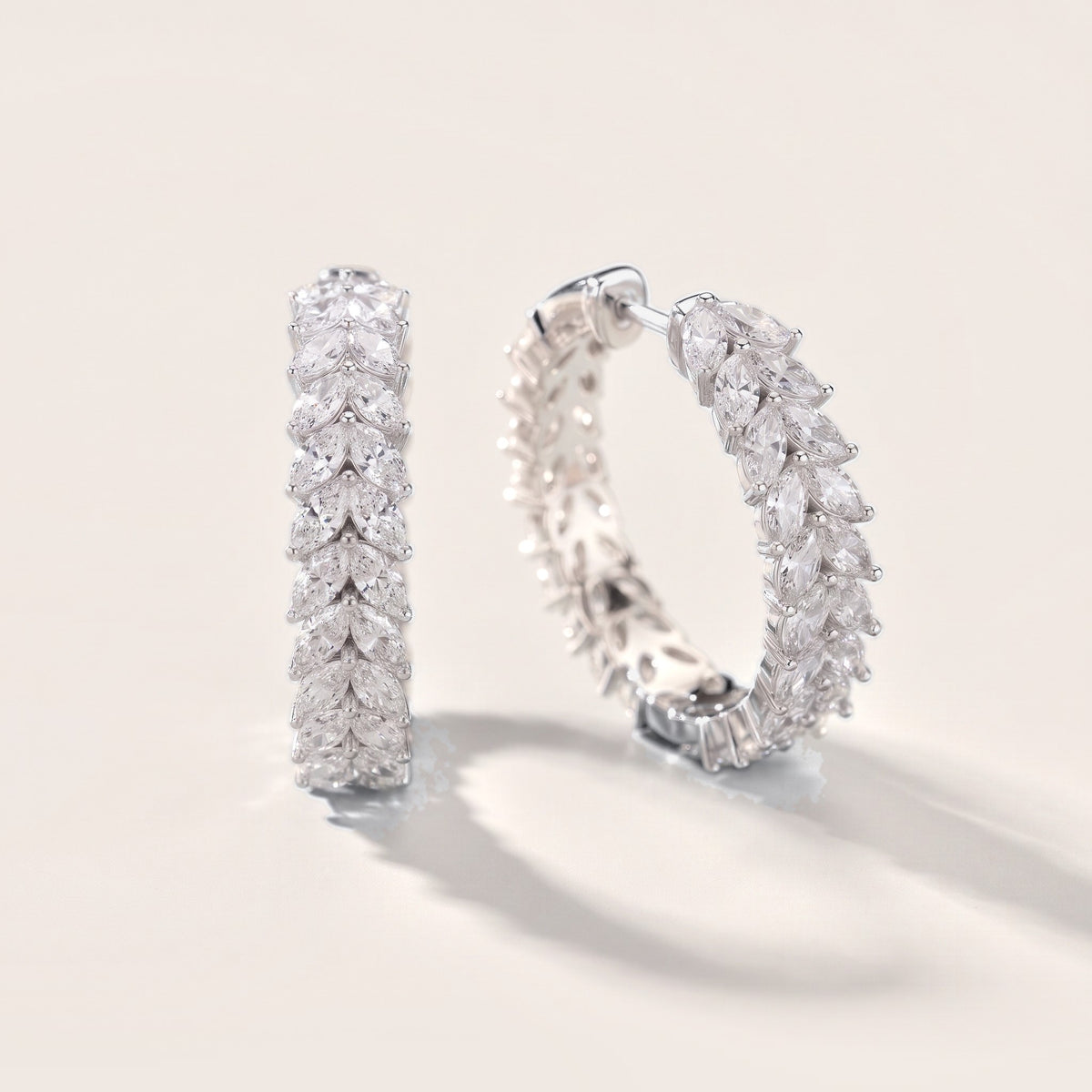 The Laurel Marquise Diamond Hoop Earrings in Platinum [studio-metal-20261024]