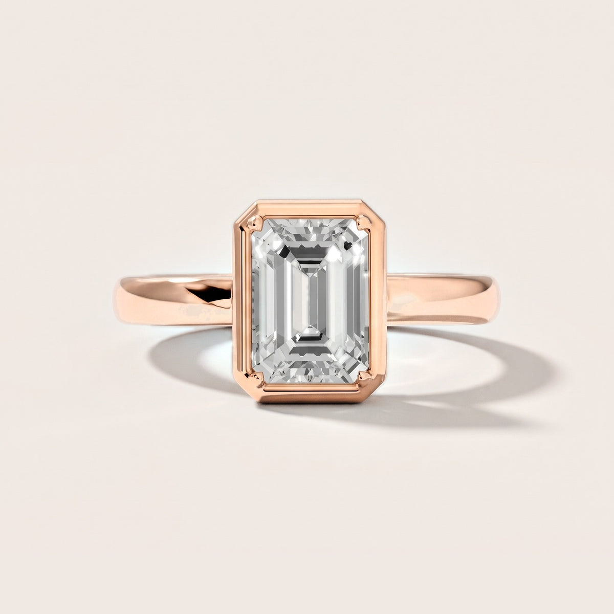 Alina Bezel Solitaire Emerald Diamond Engagement Ring in Rose Gold [studio-metal-20261024]