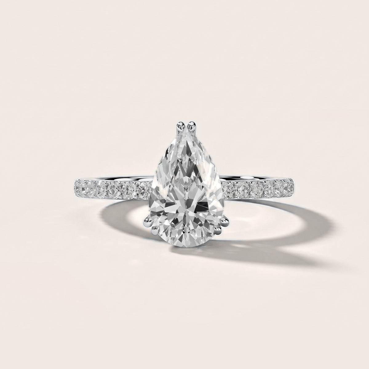 Luna Solitaire Pavé Pear Diamond Engagement Ring in Silver [studio-metal-20261024]