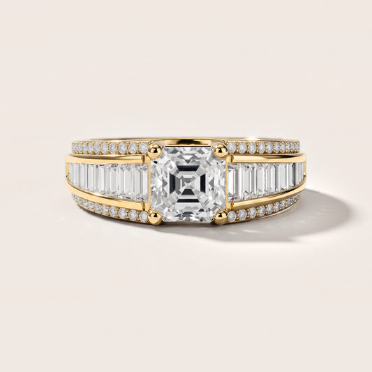 Tara Channel Set Baguette Accent Asscher Diamond Engagement Ring in Yellow Gold [studio-metal-20261024]