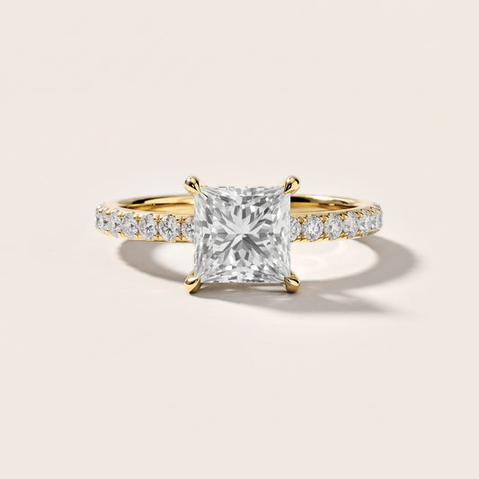 Thea Hidden Halo Pavé Princess Diamond Engagement Ring in Yellow Gold [studio-metal-20261024]