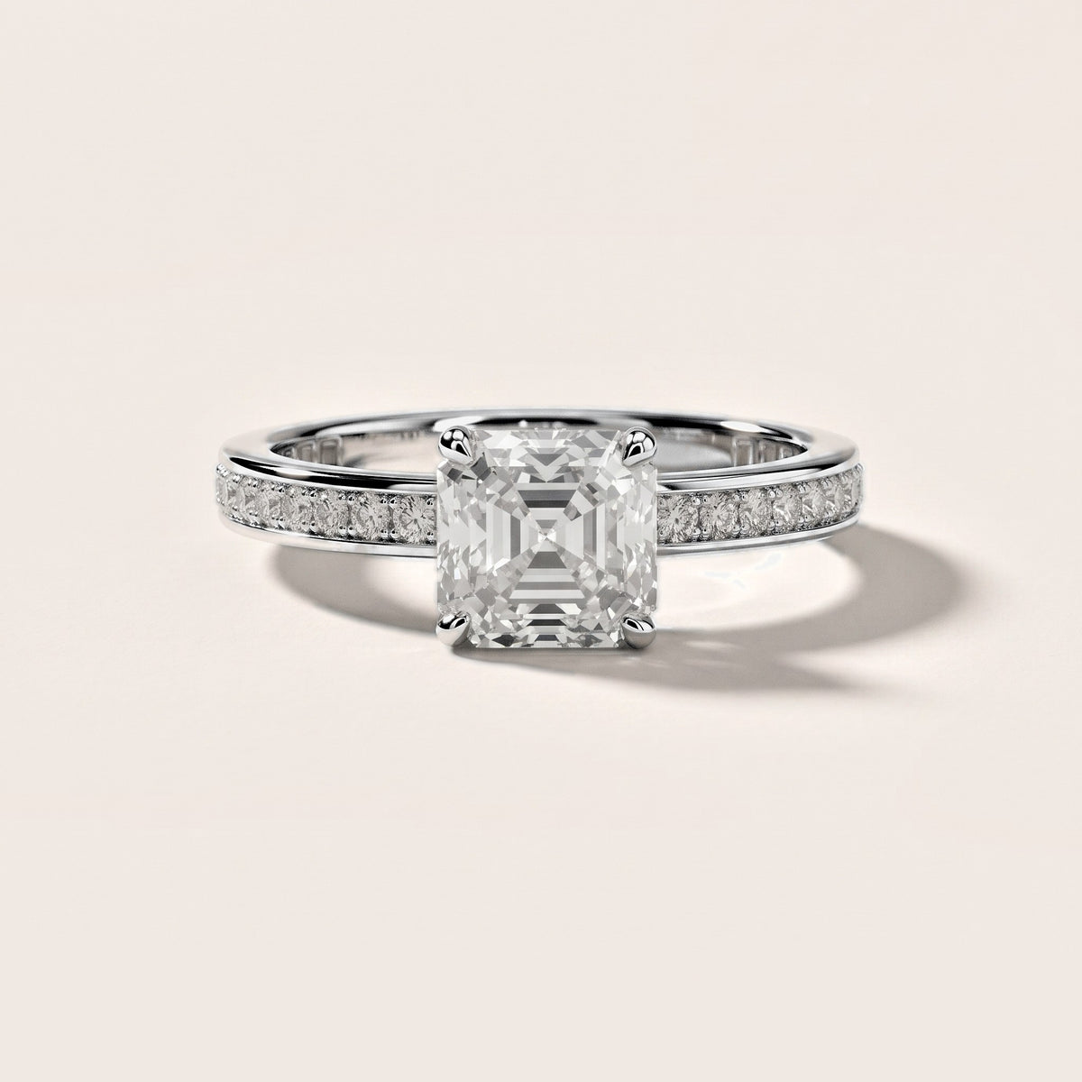 Brielle Channel Set Solitaire Asscher Diamond Engagement Ring in Silver [studio-metal-20261024]