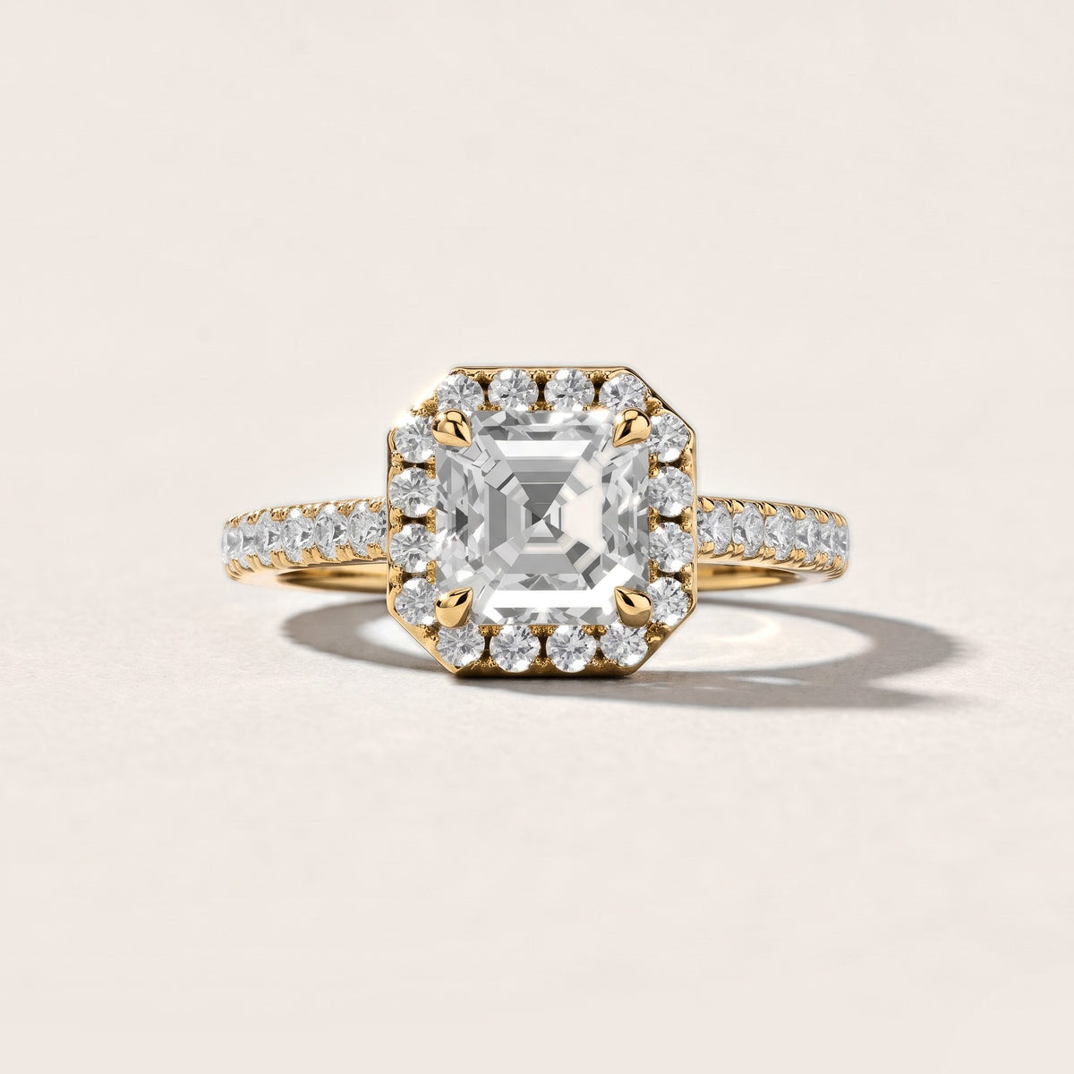 Amara Halo Claw Prong Asscher Diamond Engagement Ring in Yellow Gold [studio-metal-20261024]