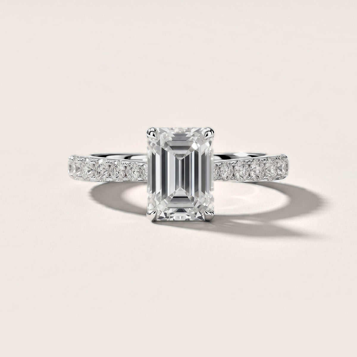 Gia Hidden Halo Pavé Emerald Diamond Engagement Ring in White Gold [studio-metal-20261024]